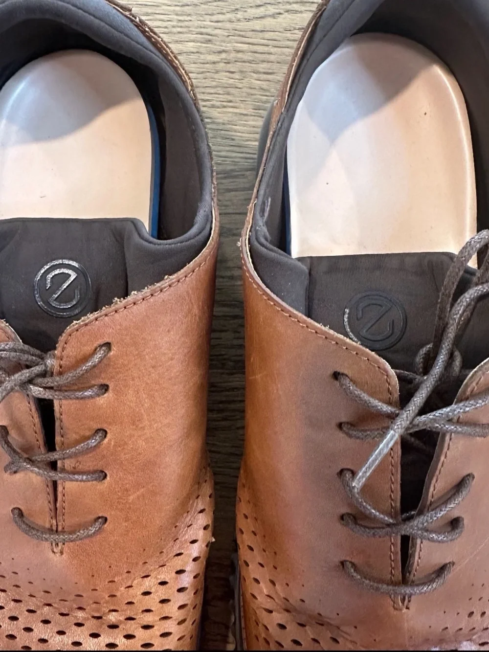 Cole Haan Grand.ØS Men’s 14M Brown Leather Perforated Oxford Dress Shoes